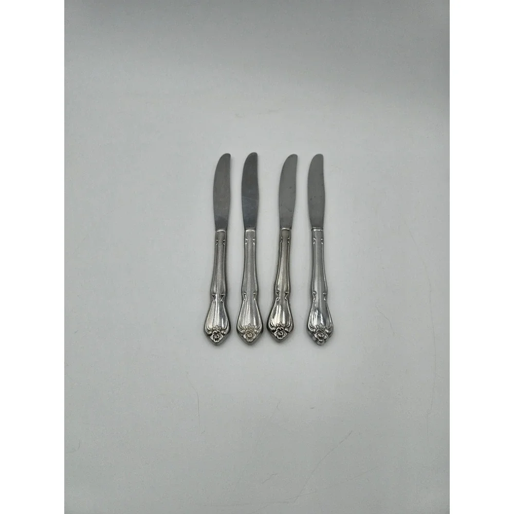 Oneida True Rose Arbor Rose dinner knives Set of 4 Rogers vintage‎ flatware
